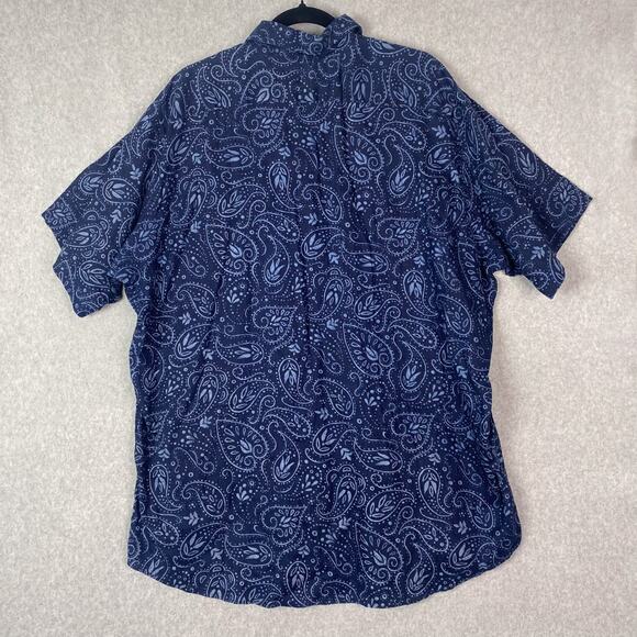VTG Polo Ralph Lauren Mens XL Paisley 1/2 Button Cambridge 100% Linen Shirt - Picture 6 of 6